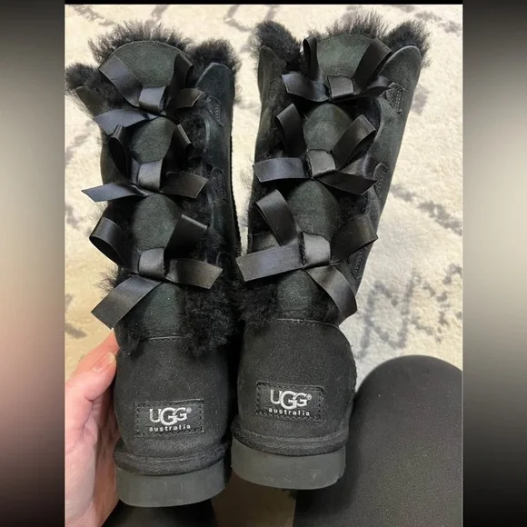 UGG Black Bailey Bow Tall II Boots - Picture 2 of 7